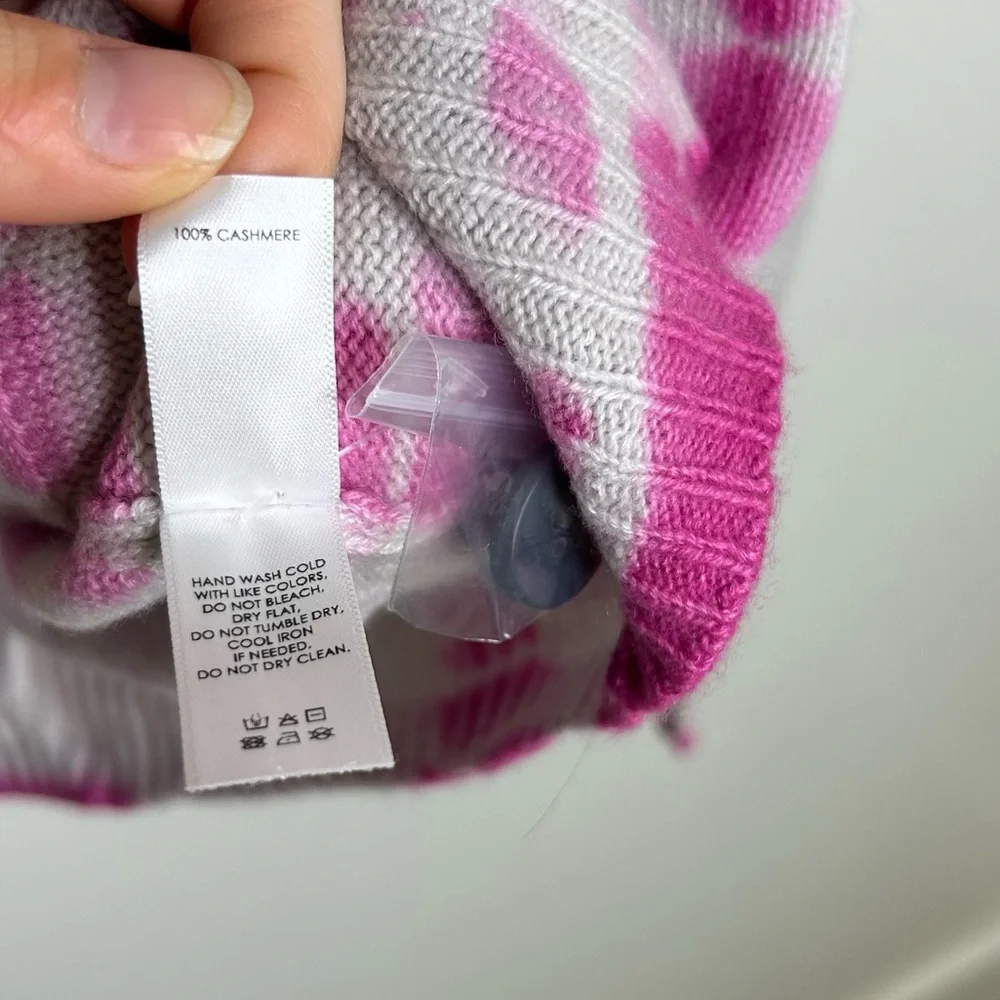 NWT Unsubscribed 100% Cashmere Pink Tie Dye Button Down Boyfriend Cardigan